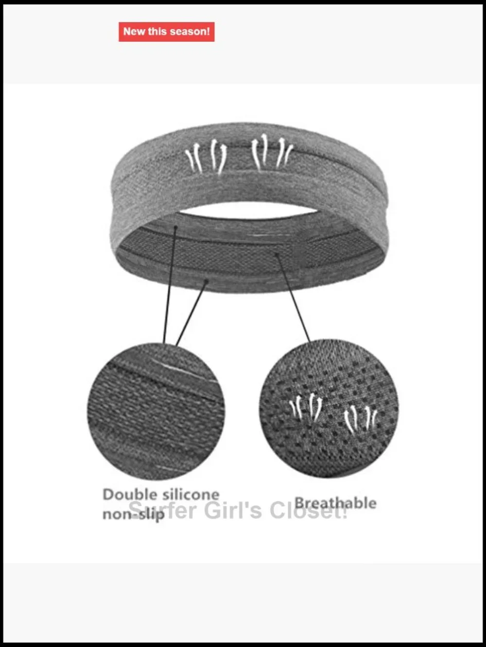 6-Pack Non Slip Sport Headbands for Women - Moisture Wicking Sweatbands for